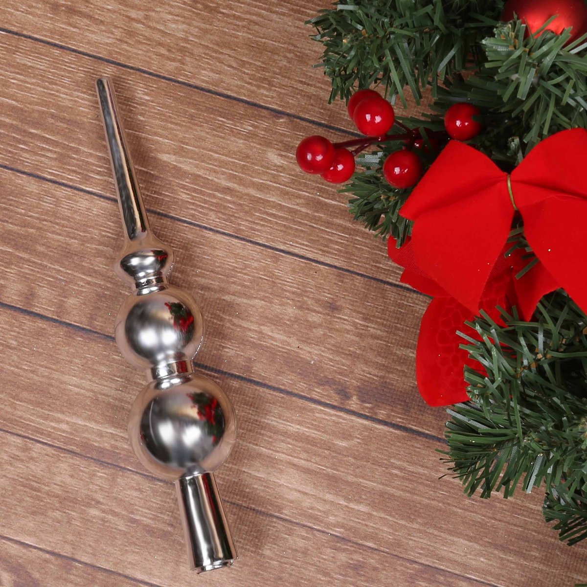 Zilveren Kerstboomtopper, Puntige Boomtopper, 20 cm – foto 4