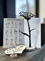 Créations d'Ici - Fleur de naissance avec coeur en bois - Octobre - Souci - MDF Zwart - Bois