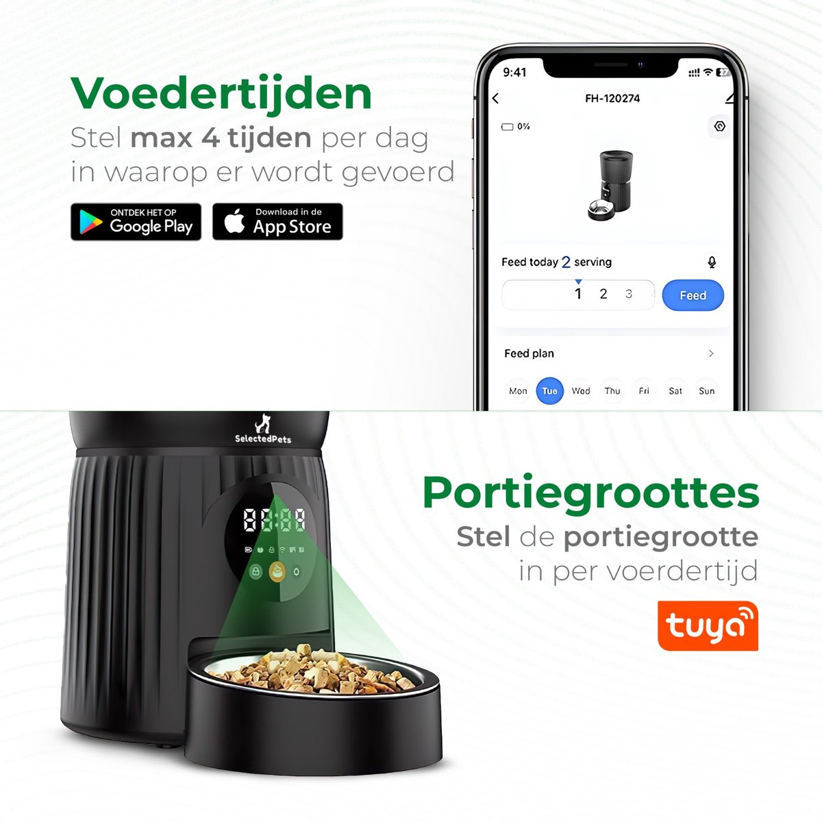 Afbeelding 3 van SelectedPets Automatische voerbak kat en hond 4L - Wifi Model - Voerautomaat kat - Zwart - Inclusief Nederlandse Handleiding