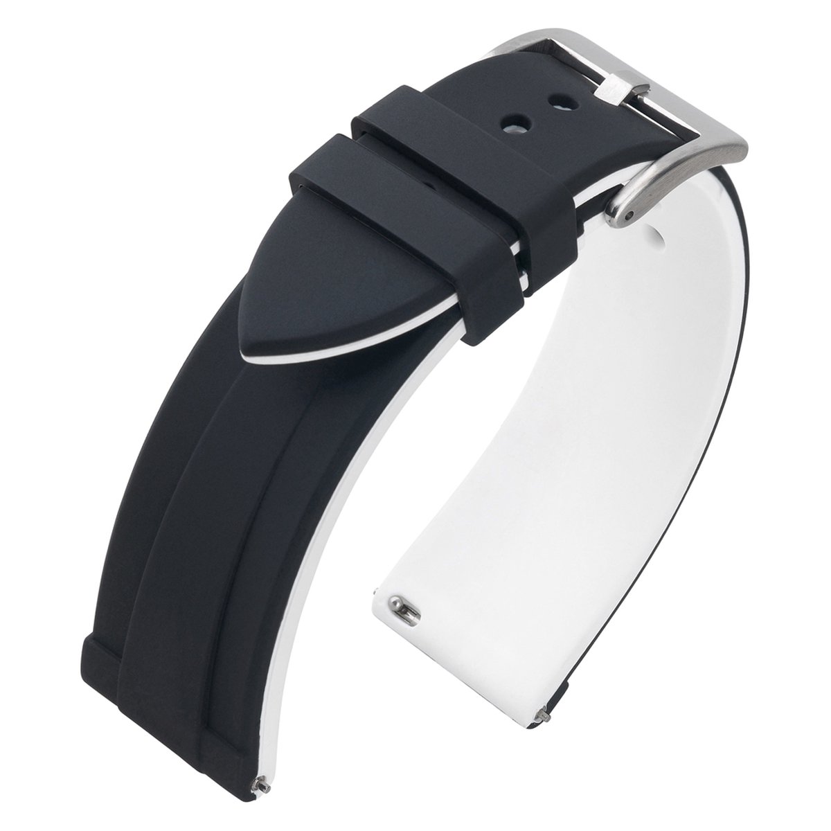 Silicone Rubberen Horlogeband - Makkelijk Zelf te Monteren - Zwart Wit 20mm