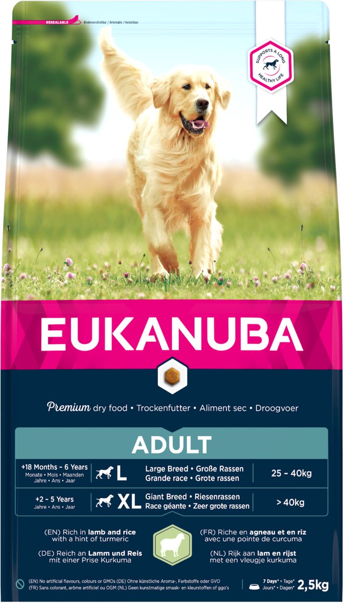 Eukanuba Adult Large Breed lam & rijst hondenvoer 2 x 2,5 kg