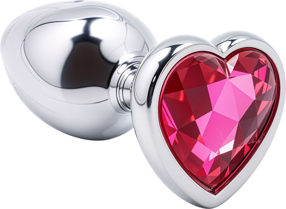 Goedkoopste Cupitoys® Metalen buttplug - Zilver - Diamant roze - Hartje - Medium - Sex toys voor vrouwen - Sex toys voor mannen - Buttplugs