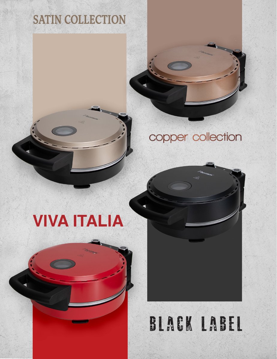 Bestron Turbo Pizzaoven voor pizza's in 5-10 minuten, elektrische pizzaoven met echte maximumtemperatuur van 320°C, inclusief pizzasteen en 2 grote houten spatels, Viva Italia, kleur: Rood – foto 6