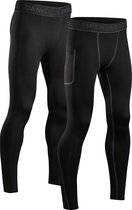 Pantalon de compression DANISH ENDURANCE - Homme - Couche de base pour l'entraînement - Set de 2 - Zwart et Zwart/ Grijs - M