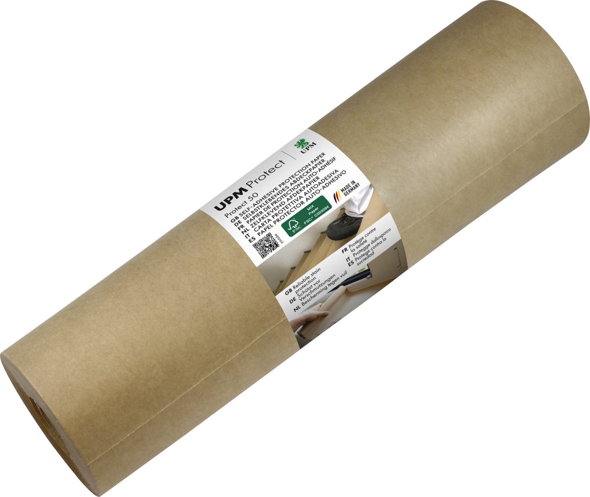 UPM afdekpapier - zelfklevend - 30 cm x 50 m - bruin kraft - IN-P5030050-KB