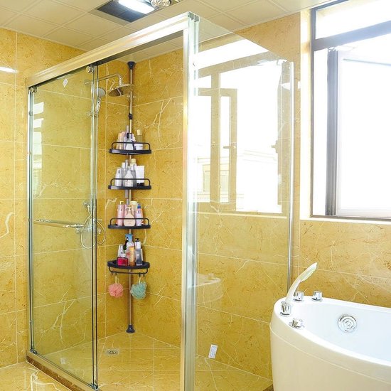 Doucheplank zonder boren, 2 stuks roestvrije doucheplankorganizer met haken, 40 cm badkamerplank met grote capaciteit, shampoohouder voor douche, douchemand voor badkamer en keuken Doucheplank zonder boren, 2 stuks roestvrije doucheplankorganizer met haken, 40 cm badkamerplank met grote capaciteit, shampoohouder voor douche, douchemand voor badkamer en keuken