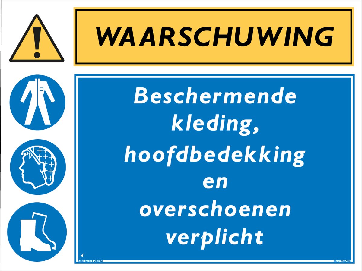 Beschermende kleding/hoofdbedekking/overschoenen verplicht bord - Waarschuwing - Forex - 30 x 40 cm