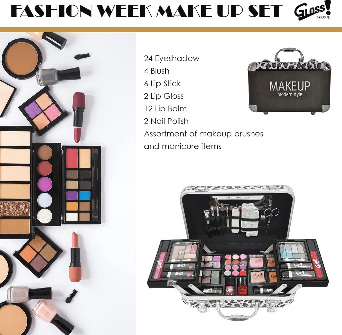 Goedkoopste Beauty Set voor Dames | Make-up Set met 60 Stukken | Luxe Cadeauset voor Elke Gelegenheid