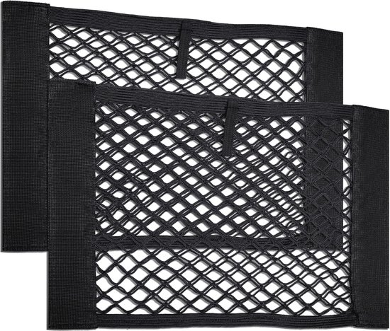 Filets de protection de rangement de coffre avec Fermetures velcro - Set de 2 pour voiture - 40 x 25 cm