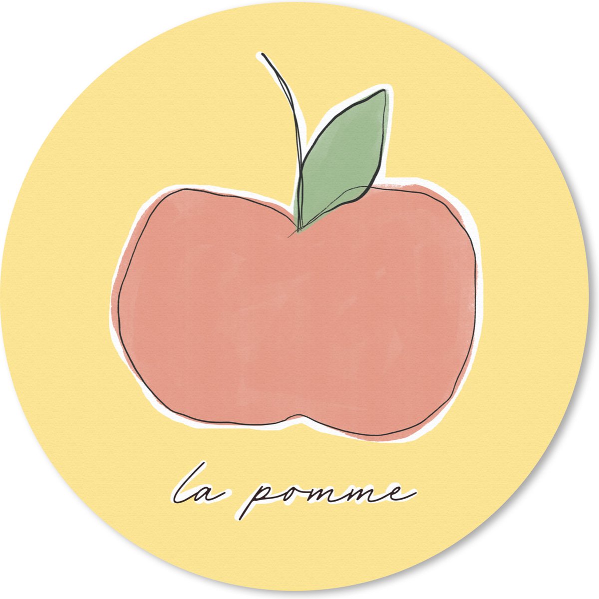 Muismat rond 20x20 cm - Mousepad Appel - Fruit - Tekst - Ronde muismatten
