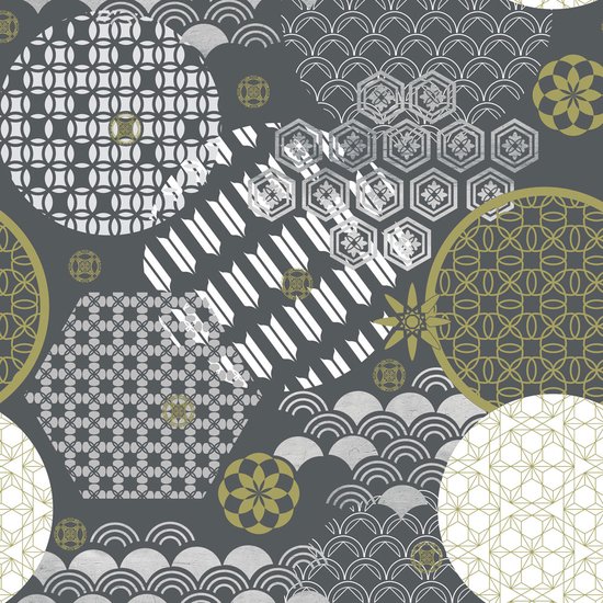 Nappe Formes Géométriques Or 140x220cm - Nappe Lavable - Plastique