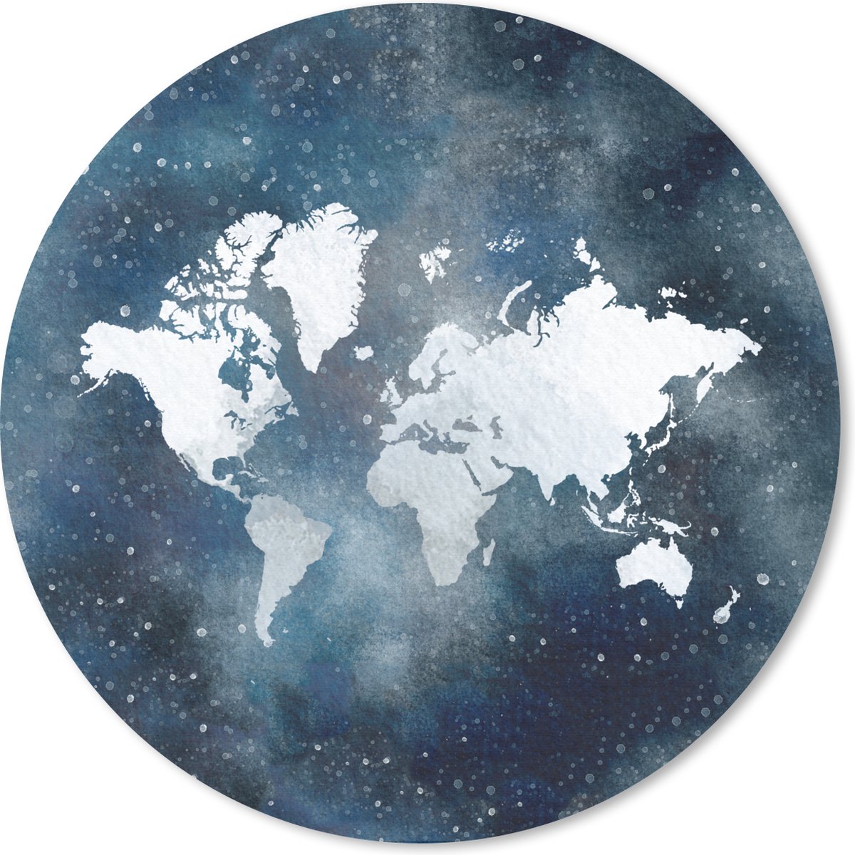 Muismat rond 30x30 cm - Mousepad Wereldkaart - Waterverf - Topografie - Ronde muismatten