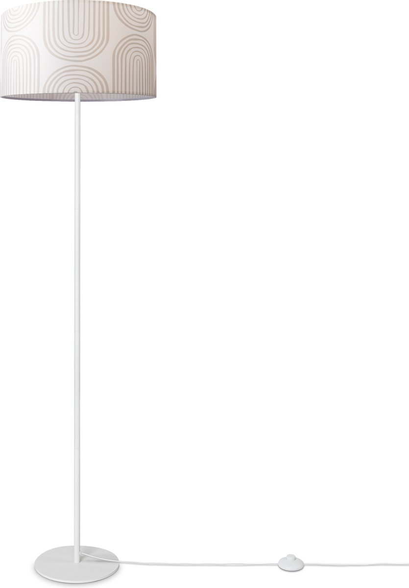 Paco HomeStaande Lamp Woonkamer Lampenkap Stof Leeslamp Abstract Vintage