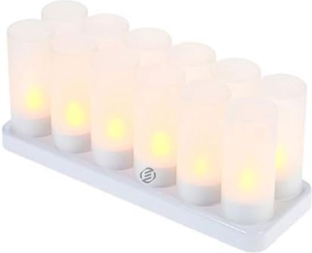 Equivera Oplaadbare LED Kaarsen - Elektrische Kaarsen - Oplaadbare Waxinelichtjes - Realistische Kaarsen - Kerstverlichting - Veilig en Duurzaam White