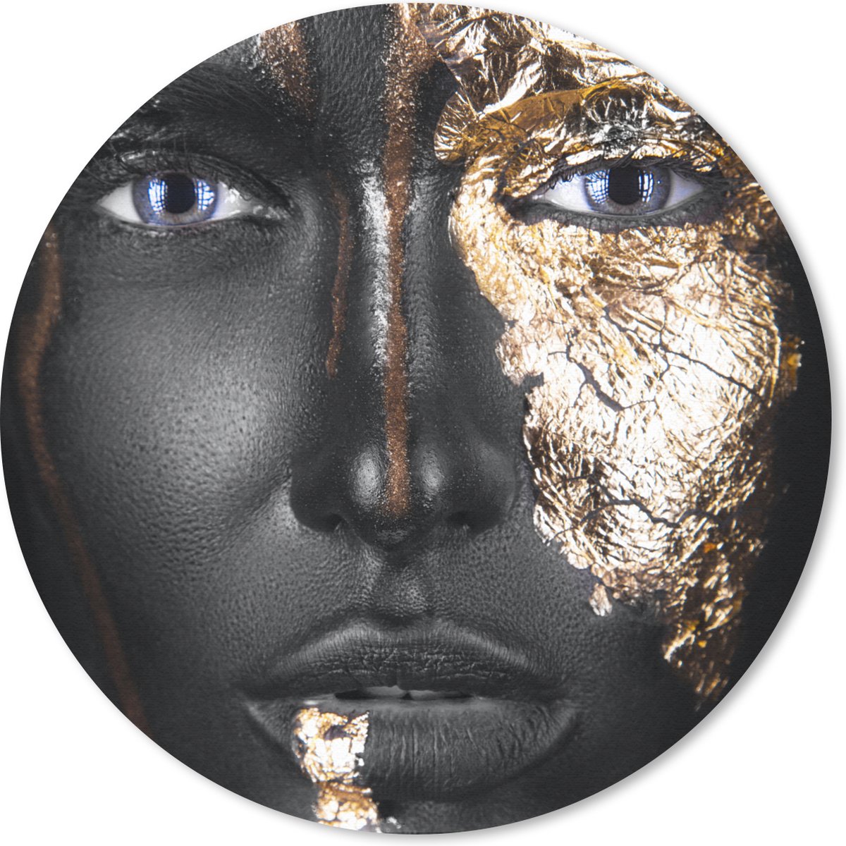 Muismat rond 30x30 cm - Mousepad Vrouw - Bladgoud - Zwart - Goud - Luxe - Ronde muismatten