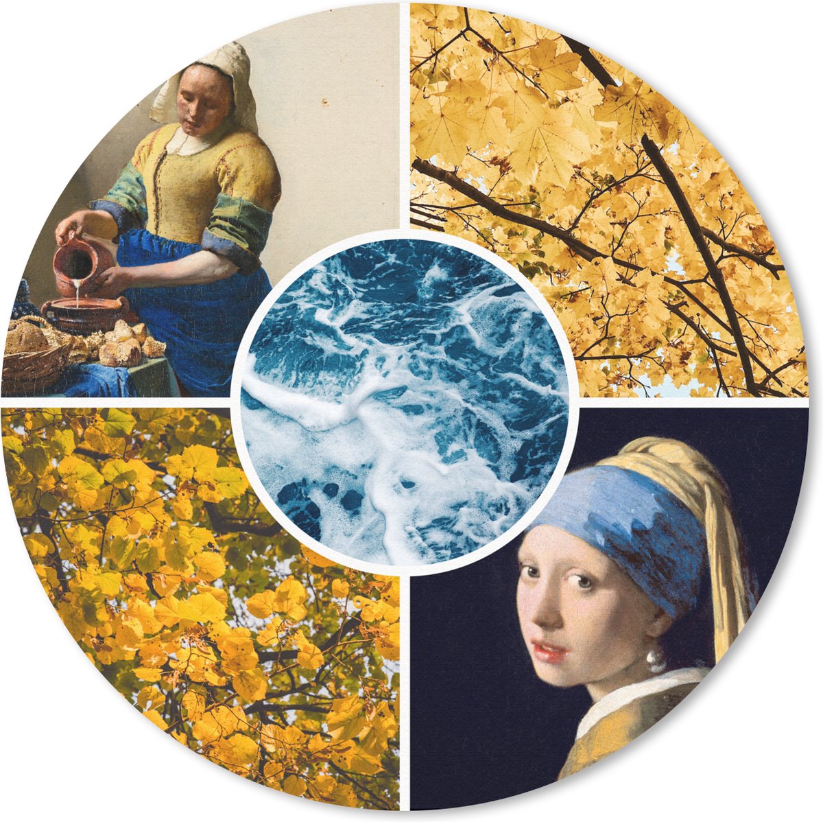 Muismat rond 30x30 cm - Mousepad Vermeer - Collage - Kunst - Ronde muismatten