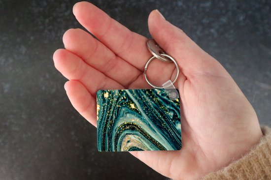 Sleutelhanger - Marmer printlook - Luxe - Goud - Turquoise - Glitter - Uitdeelcadeautjes - Plastic