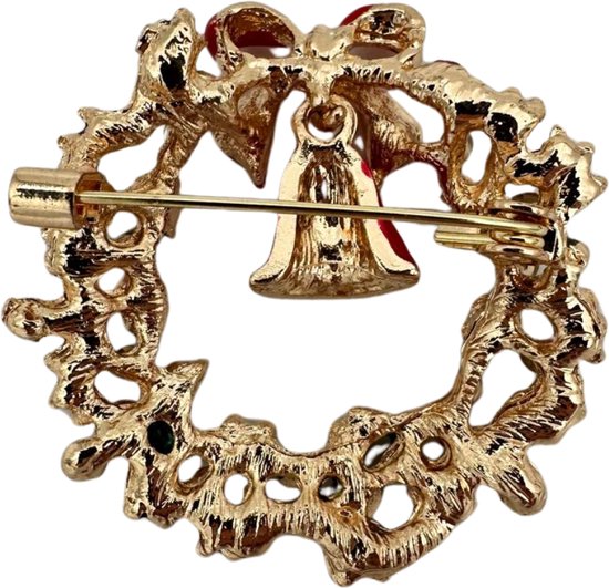 Broche de Noël avec la guirlande de Noël et la cloche de Noël - avec strass