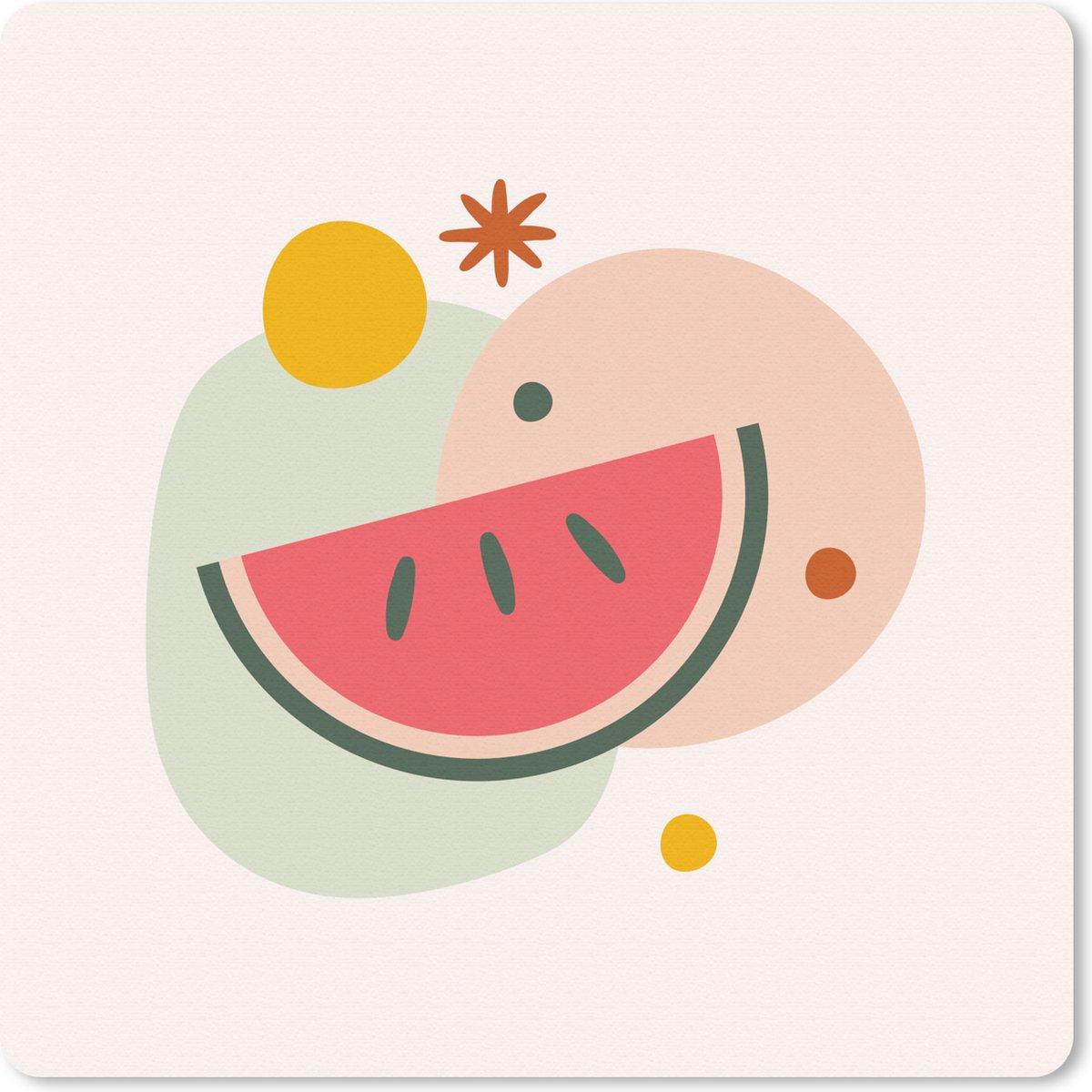 Muismat 20x20 cm - Mousepad Watermeloen - Fruit - Zomer - Muismatten