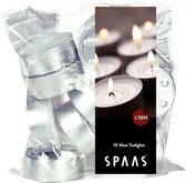 Spaas kaarsen - 10x stuks Witte maxi theelichtjes/waxinelichtjes - 10 branduren - Geurloze kaarsen