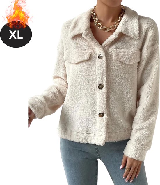 Livano Winterjas - Dames Winterjas - Winter - Volwassen - Stijlvol - Teddy Jas Dames - Abrikoos - XL