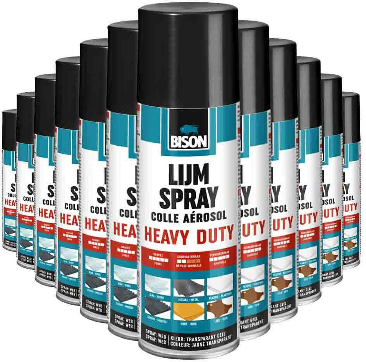 Bison Lijmspray Heavy Duty - 12 x 500 ml - Voordeelverpakking