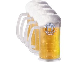 Bierpullen - 4x - kunststof - 14 cm - 500 ml - bierglazen - bier - Oktoberfest/bierfeest horeca feestartikelen