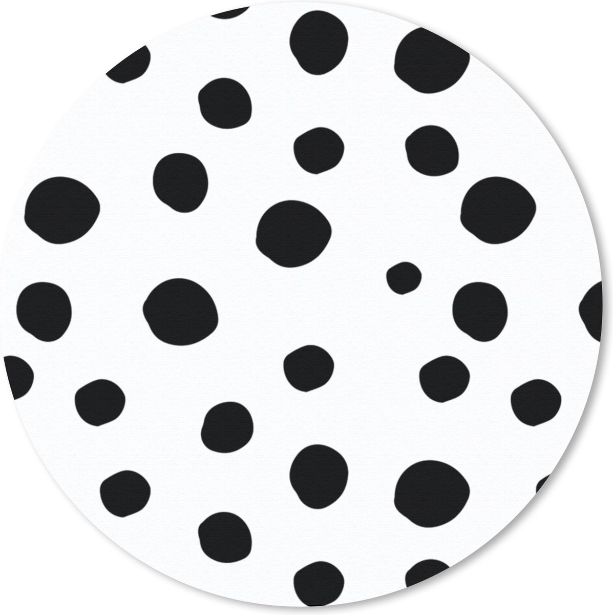 Muismat rond 40x40 cm - Mousepad Zwart - Wit - Design - Stippen - Patronen - Ronde muismatten