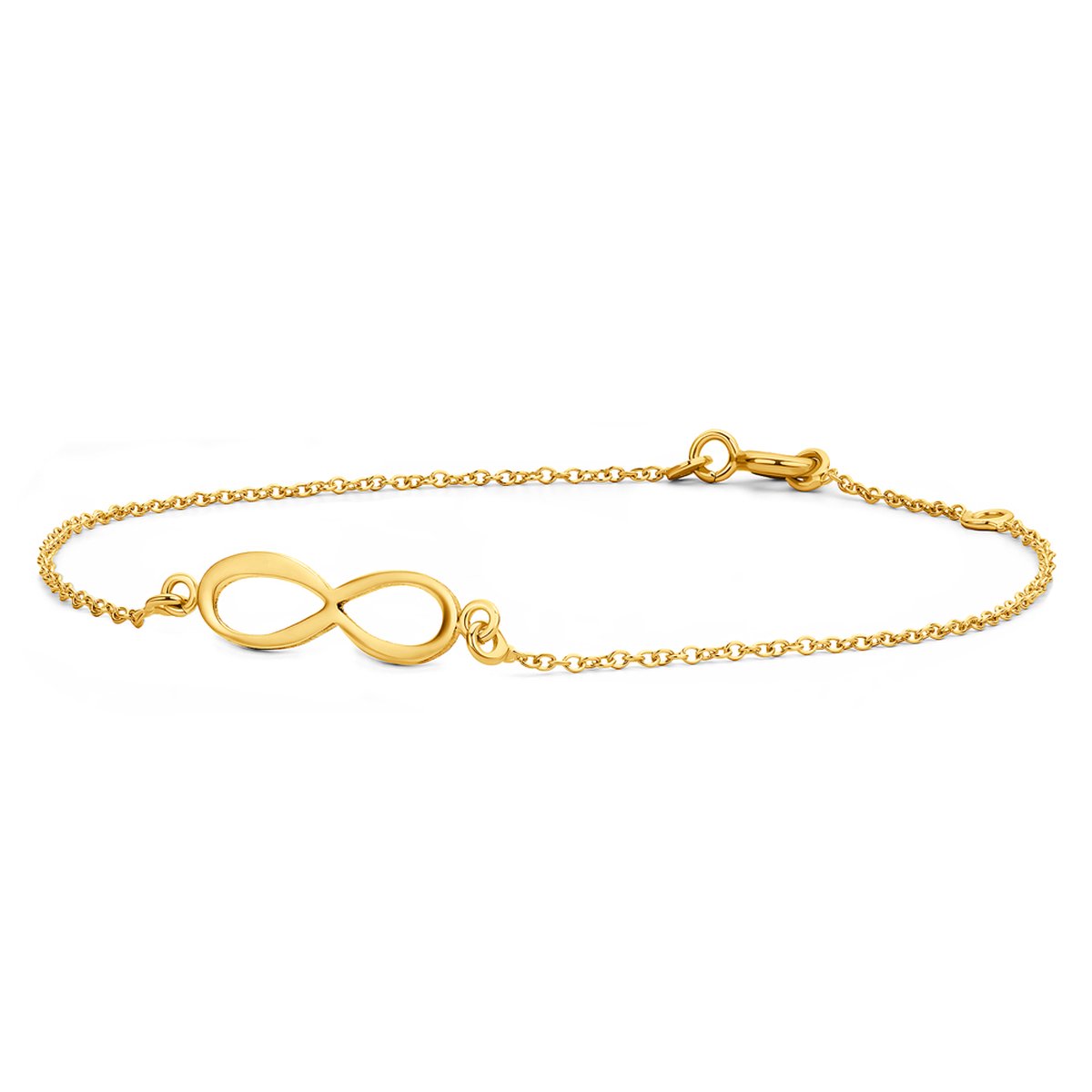 Miore Pure Armband Dames - 9 Karaat - Infinity - Elegante Schakelarmband - Kleur Geelgoud - 18 cm