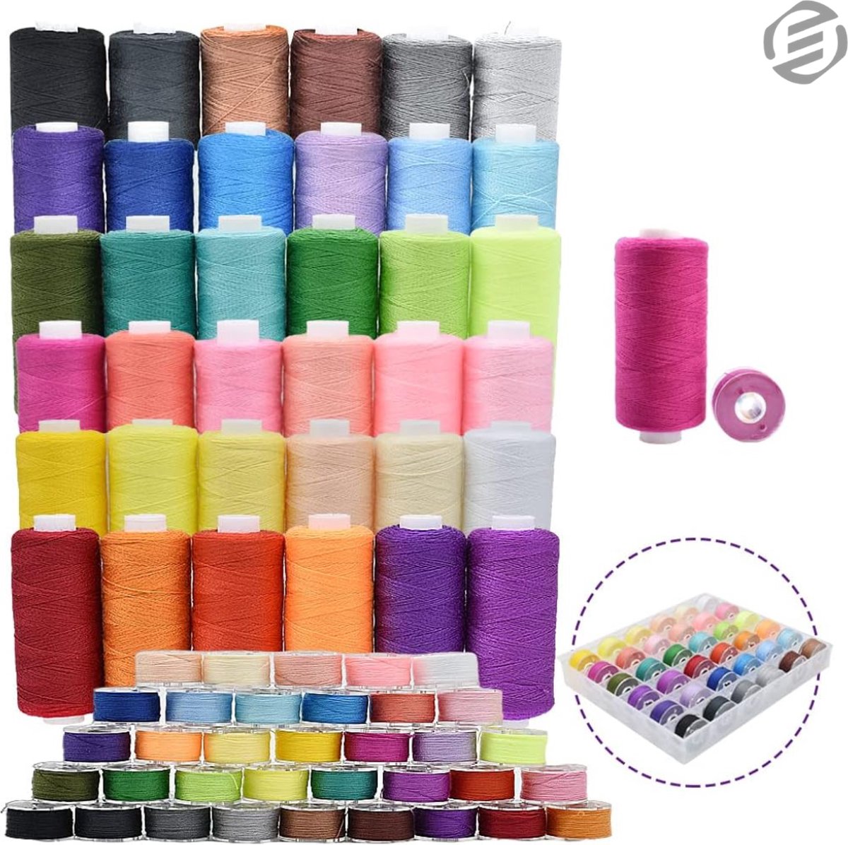 Equivera Naaigaren voor Naaimachine - Naaigaren Set - Naaigaren - Naai Garen - Naaigarenbox - Naaigaren Box - Naaigaren Doos - Naaigaren Kit - Garen Set - Naai Set