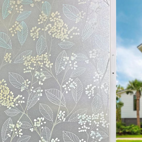 Zindoo 3D zonder zelfklevende raamfolie decoratiefolie privacyfolie bloemen tulp privacybescherming raamfolie voor thuis keuken kantoor 90 x 300 cm