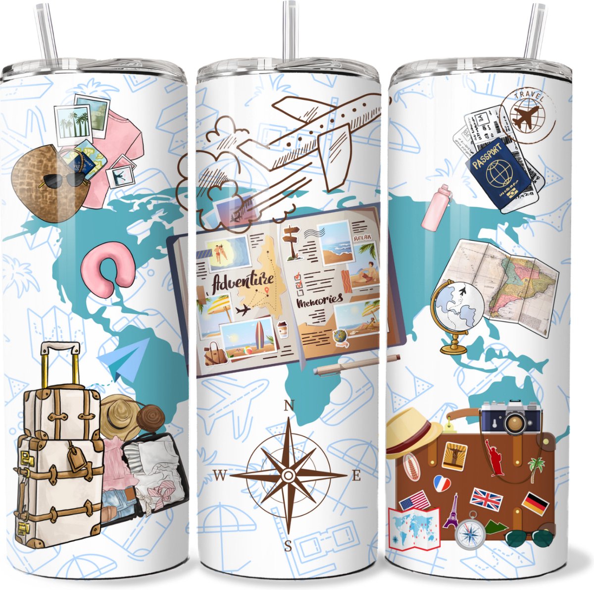 KadoDash - Tumbler - Drinkbeker - Isolatiebeker - Waterfles - Travel - Kado voor wereldreis