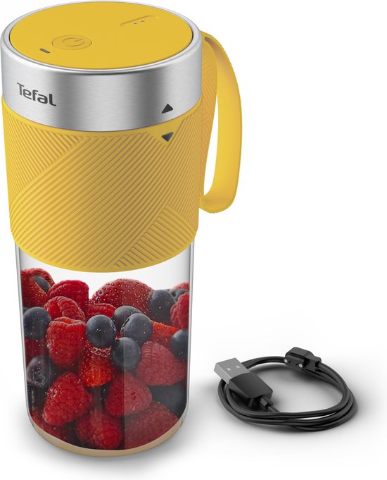 Tefal Lightmix BL1C04 - Blender to Go - Compact - 300ml Tritan beker - USB opladen - Makkelijk Schoonmaken - Geel