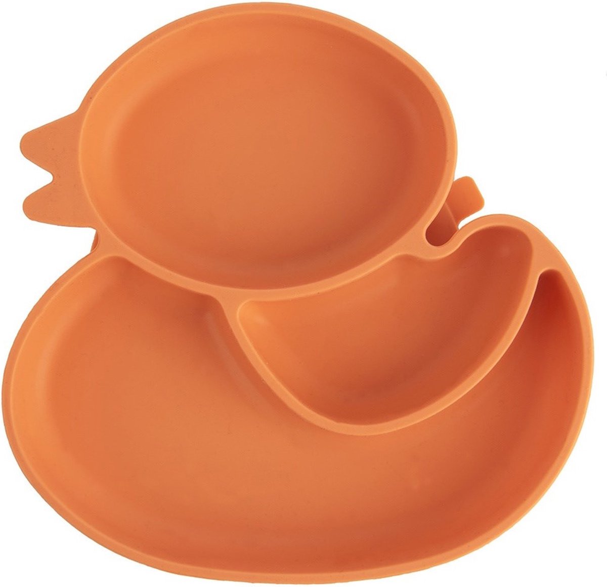 Goedkoopste Kinderbord Silicone Split Oranje Eend 19,5x19 cm - Kinderservies - Baby - Bord