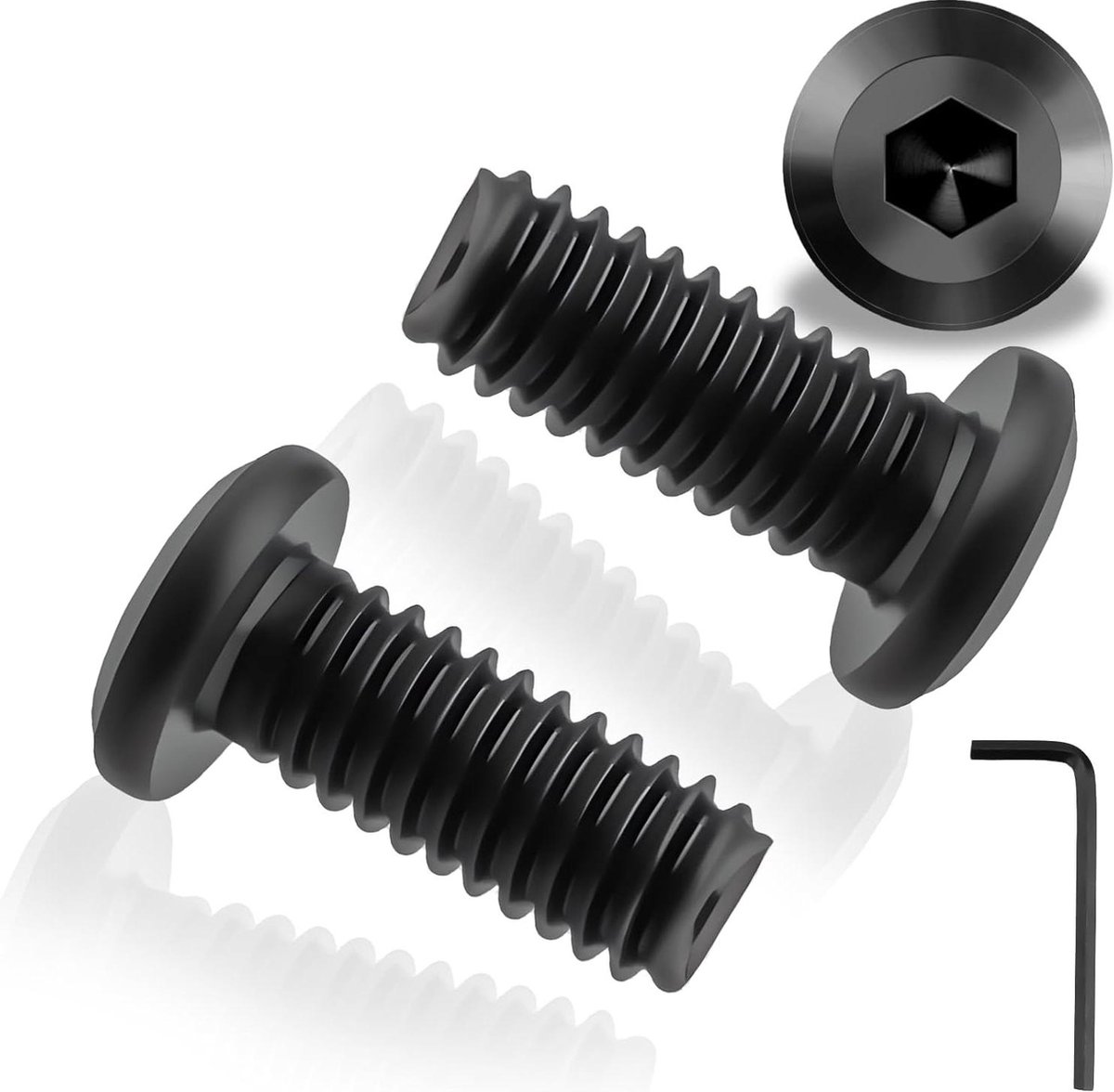 25 stuks M6 x 16 mm platte kopschroeven zwart roestvrijstaal 304 - binnenzeskant - volledige schroefdraad - lenskopschroeven