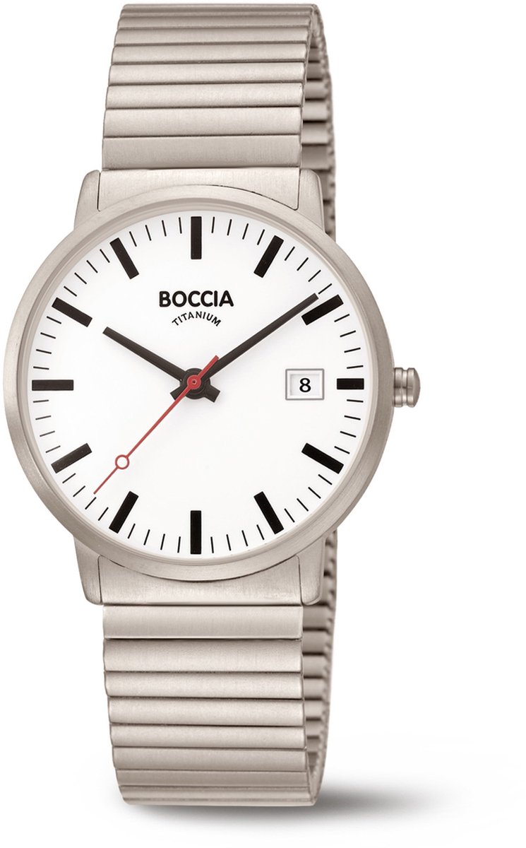 Boccia Titanium 3622-04 Heren Horloge - Mineraalglas - Zilverkleurig - 38 mm breed - Quartz - Vouw-Vlindersluiting - 5 ATM (douchen)