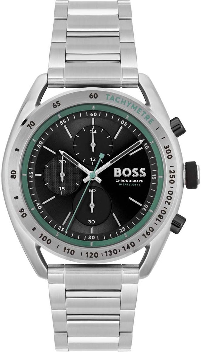 BOSS HB1514023 CENTER COURT Heren Horloge - Mineraalglas - Staal - Zilverkleurig - 44 mm breed - Quartz - Vouw-Vlindersluiting - 10 ATM (zwemmen)