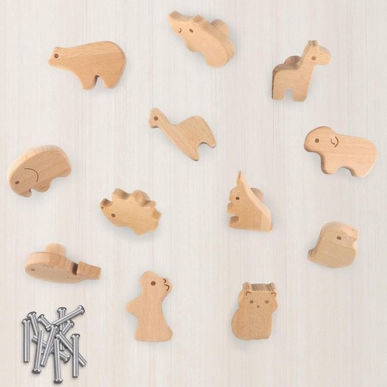 Foto: Houten kastknoppen kinderkamer 12 stuks dierenvormen meubelknoppen met schroeven kastknoppen kinderkamer