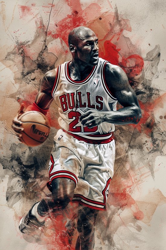 Michael Jordan Poster | Chicago Bulls Poster | Affiche de Basketbal | Affiche d’athlète | Affiche de Sport | Légende Poster | Affiche emblématique | 61x91cm | Décoration murale | Affiche murale | Convient pour l'encadrement