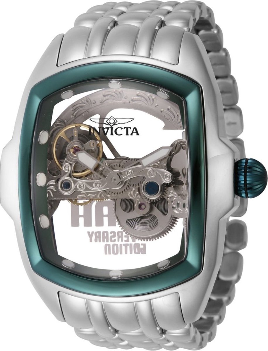 Invicta Lupah 45895 Heren Horloge - Waterdicht - Analoog - Automatisch Uurwerk - Roestvrij Staal met groene Wijzerplaat -50mm