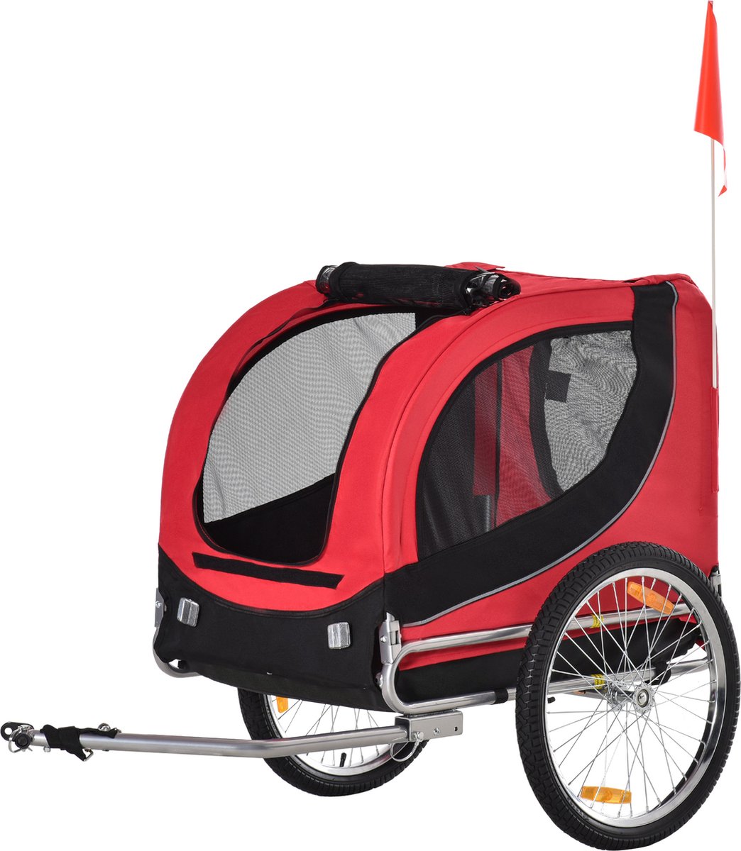 PawHut - Hondenkar - met universele koppeling - tot 20 kg - Rood