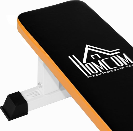 HOMCOM-Hantelbank-Stahl, PVC, Schaumstoff-L112x B62 x H43 cm-Schwarz+Weiß+Orange