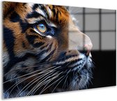Tableau sur verre Tigre - Tableau animalier - Peinture sur verre Oeil - Décoration murale moderne - Tableaux plexiglas - Art mural verre acrylique 75x50 cm
