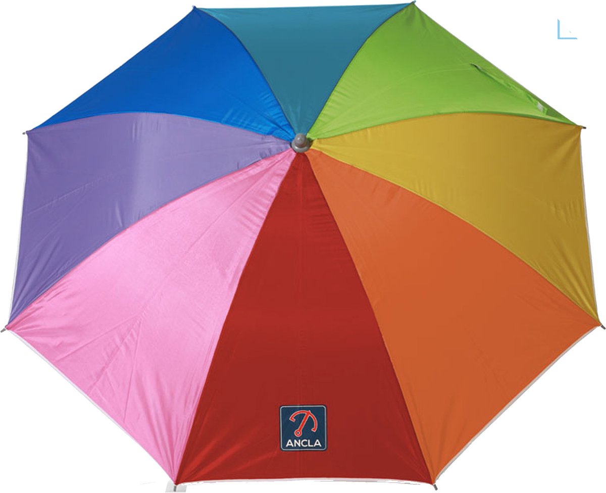 Vibrant multi-colored Atosa Design parasol with 8 panels, metal/nylon construction, ideal for summer/beach use - D240 x H200 cm.