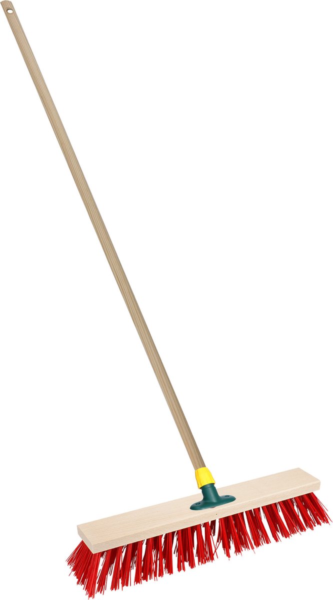 Goedkoopste Brumag Straatbezem/buitenbezem - hout/kunststof - steel 129 cm - borstelkop breed 40 cm - rood - met steelhouder