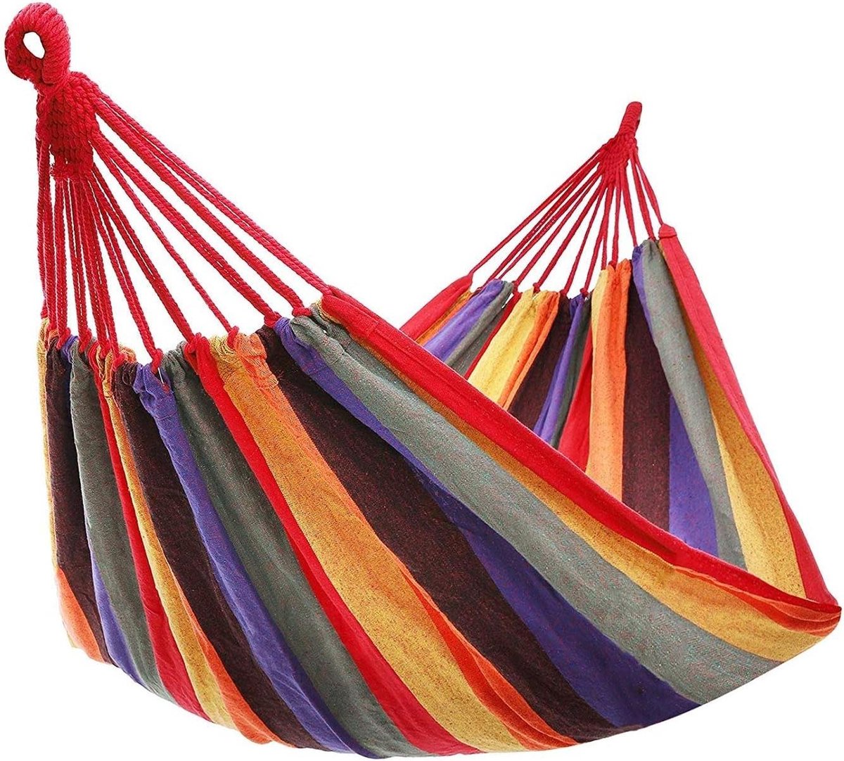 Katoenen hangmat 2.8x1.4 m Draagvermogen 240 kg Draagbaar Draagtas Rugzak Camping Achtertuin Rood