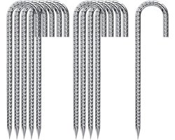 Grondanker-trampoline set van 10 stuks roestvrij staal haringen - stabiel en heavy duty 30 cm metalen J-vormige bodemnagels