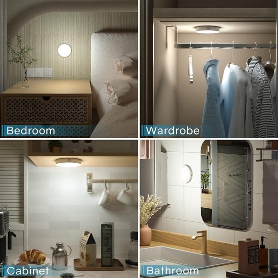 LDOPTO Keukenverlichting voor onder de kast, met afstandsbediening, oplaadbare batterijvoeding, kastverlichting zonder bedrading, nachtlampje voor keuken, trap, kledingkast, 3 kleuren, 6 stuks