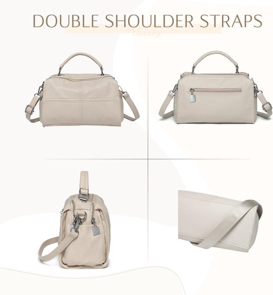 Leren Crossbody-tas Dames | Grijs-bruin - | YOUR BAG FOR LIFE