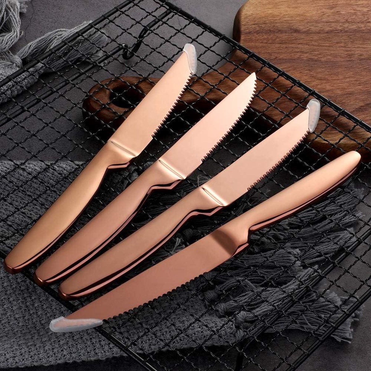 Steakmessen voor 6 personen - roestvrij staal - vleesmes set - lengte 20 cm